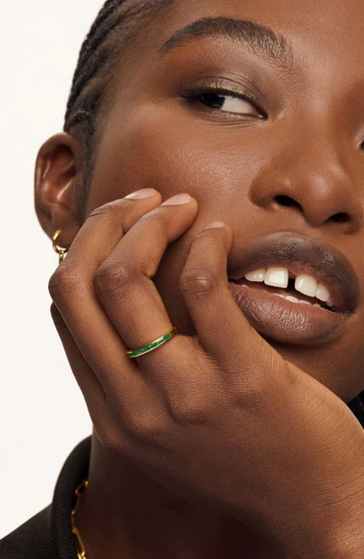 Monica Vinader Mini Baguette Half Eternity Ring In 18ct Gold Vermeil / Green Onyx