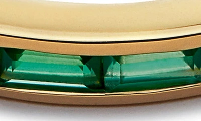 Shop Monica Vinader Mini Baguette Half Eternity Ring In 18ct Gold Vermeil / Green Onyx