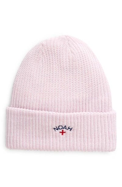 Shop Noah Core Logo Embroidered Rib Beanie In Pink/ Blue