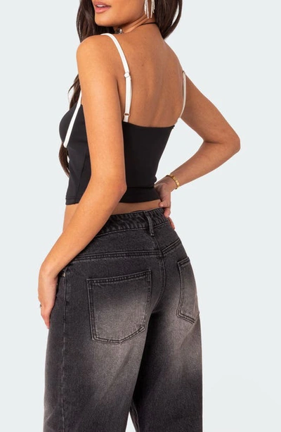 Edikted Women's Yang Contrast Strap Tank Top In Black-and-white
