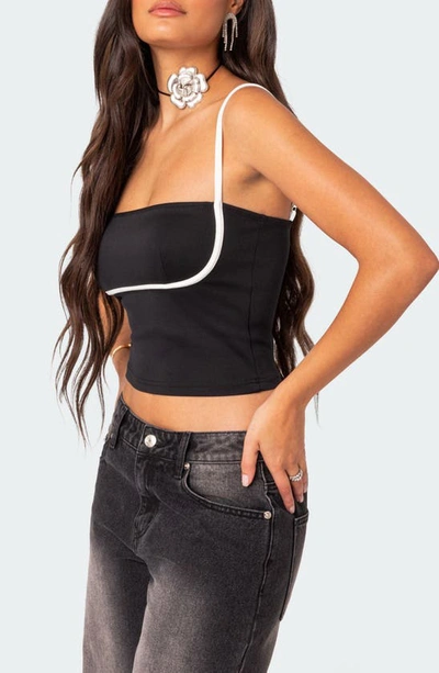 Edikted Women's Yang Contrast Strap Tank Top In Black-and-white