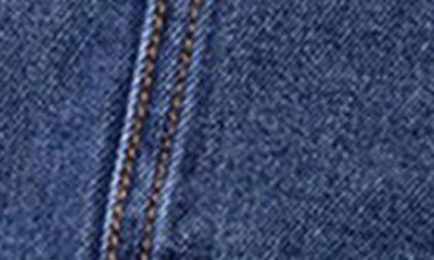 Shop Edikted Katalina Pleated Denim Miniskirt In Dark-blue