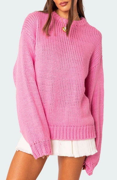 Shop Edikted Aiden Oversize Chunky Sweater In Pink