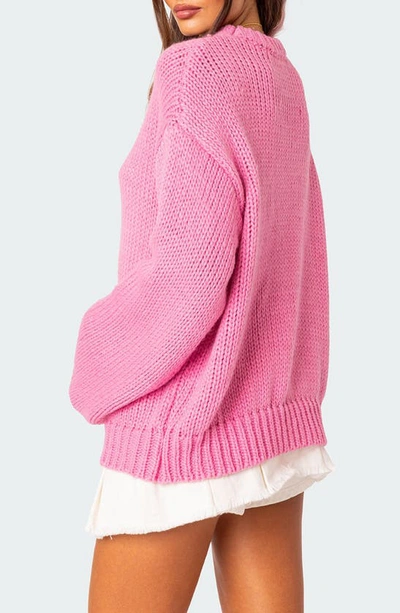 Edikted Aiden Oversize Chunky Sweater In Pink
