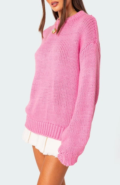 Edikted Aiden Oversize Chunky Sweater In Pink