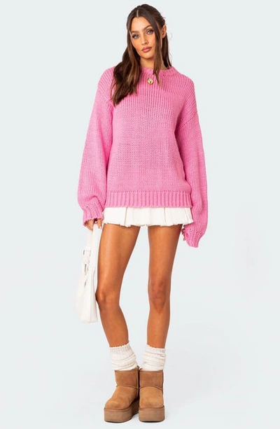 Edikted Aiden Oversize Chunky Sweater In Pink
