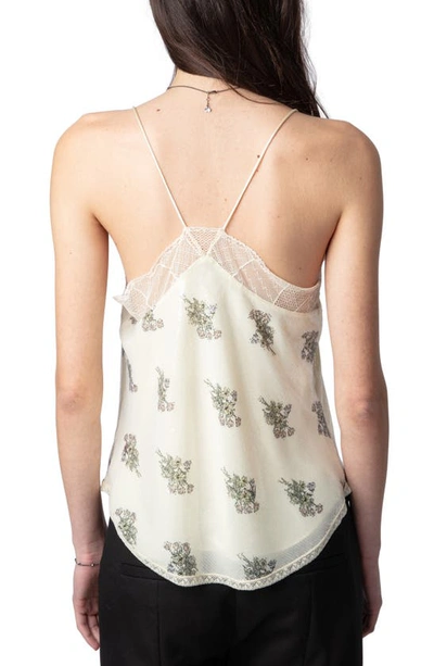 Shop Zadig & Voltaire Christy Floral Sequin Camisole In Mastic