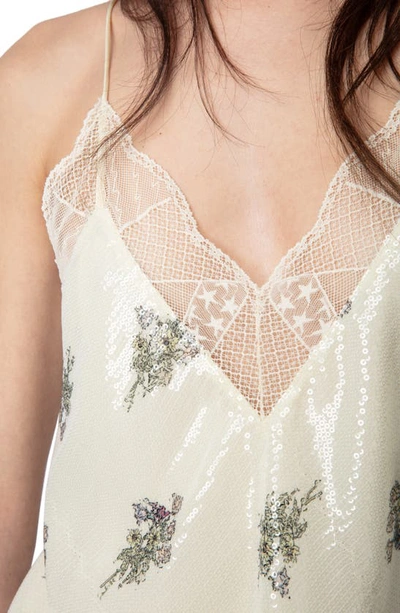 Zadig & Voltaire Christy Sequin-embellished Top In Mastic