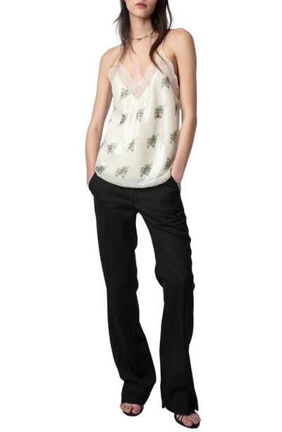 Shop Zadig & Voltaire Christy Floral Sequin Camisole In Mastic