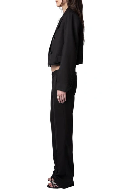 Shop Zadig & Voltaire Poxy Asymmetric Waist Flare Pants In Noir