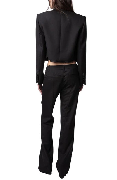 Shop Zadig & Voltaire Poxy Asymmetric Waist Flare Pants In Noir