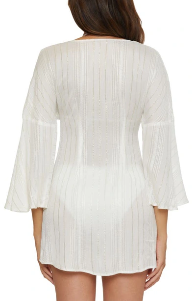 Shop Becca Radiance V-neck Long Sleeve Cover-up Tunic In White