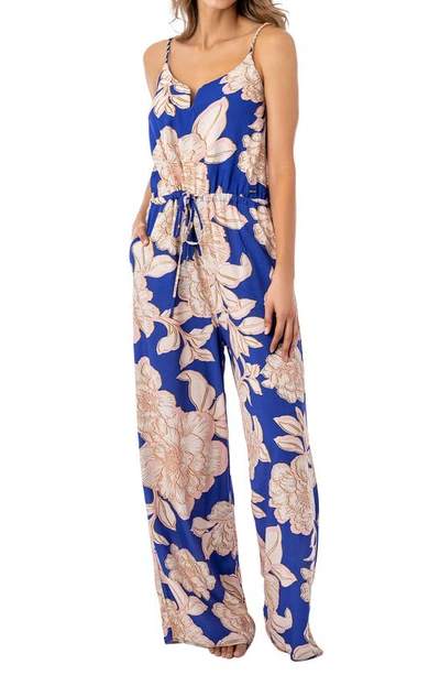 Shop Maaji Blue Bouquet Arielle Cover-up Jumpsuit