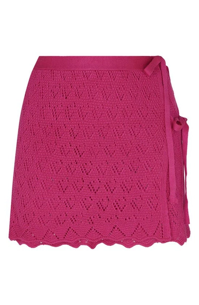 Capittana Kaia Openwork Crochet Cover-up Miniskirt In Fuchsia