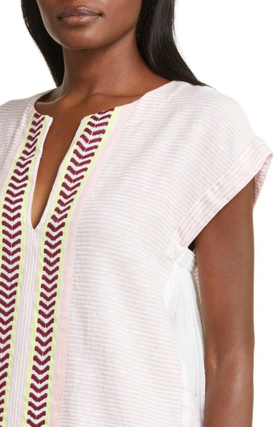 Shop Lemlem Elina Stripe Cotton Blend Cover-up Kaftan In Kesiti Pink