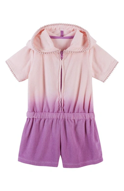 Shop Andy & Evan Ombré French Terry Cover-up Hooded Romper In Purple Ombre