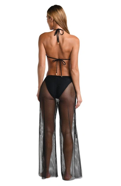 L Agence Noemi Wide Leg Mesh Cover-up Pants In Black