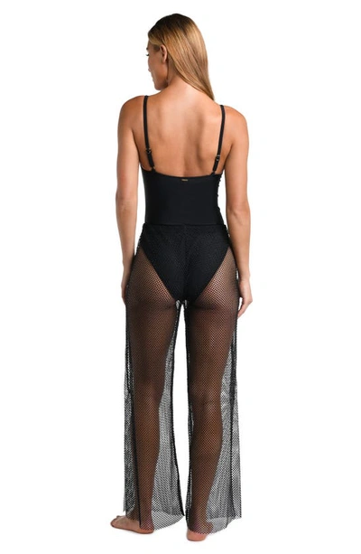 L Agence Noemi Wide Leg Mesh Cover-up Pants In Black