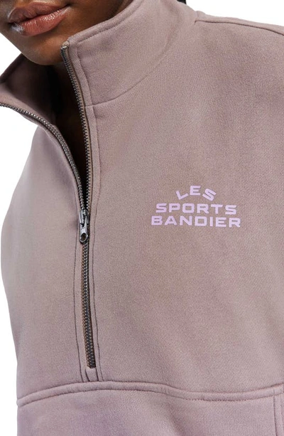 Shop Bandier Les Sports Half Zip Pullover Sweatshirt In Iron/ Regal Orchid