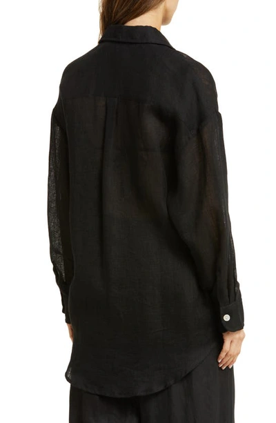 Vitamin A Playa Oversize Linen Cover-up Shirt In Eco Linen Gauze Black