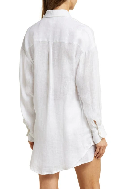Vitamin A Playa Oversize Linen Cover-up Shirt In White Eco Linen