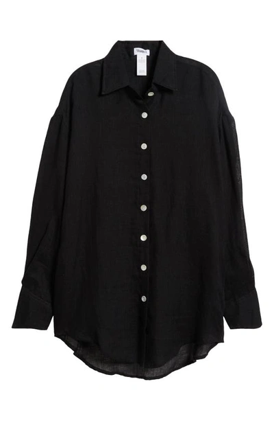 Vitamin A Playa Oversize Linen Cover-up Shirt In Eco Linen Gauze Black