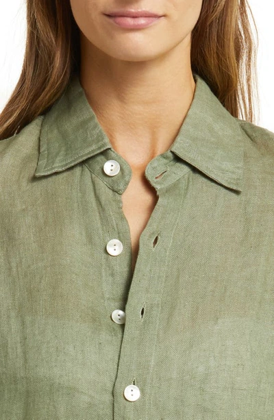 Vitamin A Playa Oversize Linen Cover-up Shirt In Agave Eco Linen