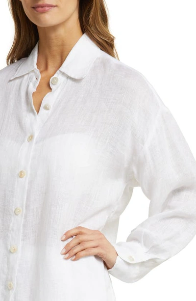 Vitamin A Playa Oversize Linen Cover-up Shirt In White Eco Linen