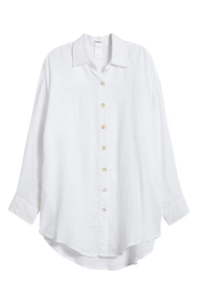 Vitamin A Playa Oversize Linen Cover-up Shirt In White Eco Linen