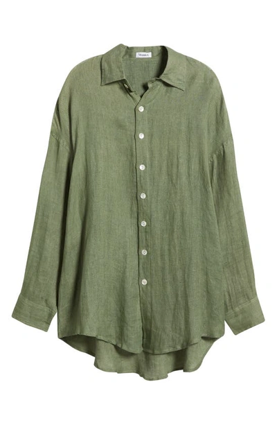 Vitamin A Playa Oversize Linen Cover-up Shirt In Agave Eco Linen