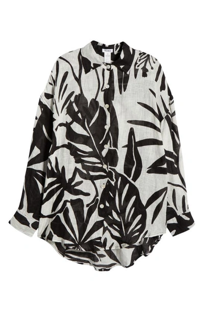 Shop Vitamin A Playa Oversize Linen Cover-up Shirt In Graphic Jungle Eco Linen