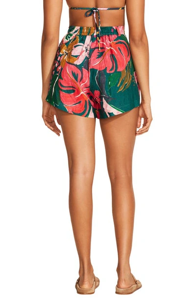 Shop Vitamin A The Getaway Linen Cover-up Shorts In Painted Jungle Ecolinen