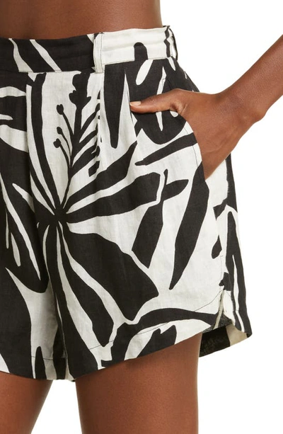 Shop Vitamin A The Getaway Linen Cover-up Shorts In Graphic Jungle Eco Linen