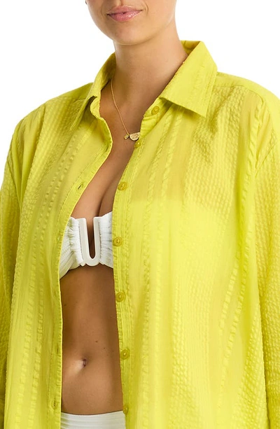 Shop Sea Level Heatwave Cover-up Shirtdress In Citron