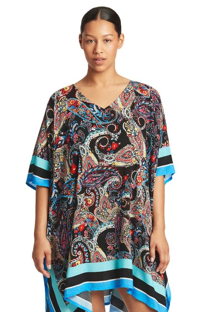 Sea Level Placement Cover-up Caftan In Black