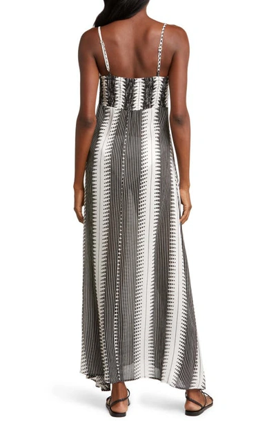 Shop Elan Cutout Tie Front Maxi Cover-up Sundress In Black/ White Kenya