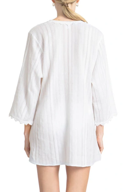 Shop Robin Piccone Jo Lace Trim Cover-up Tunic In White