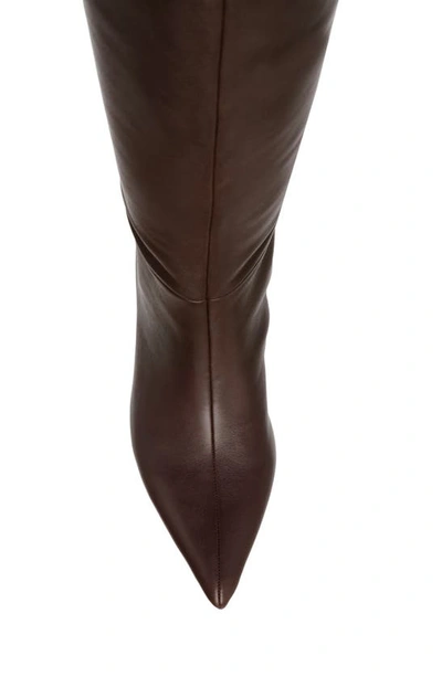 Shop Steve Madden Lavan Pointed Toe Knee High Boot In Brown Leather