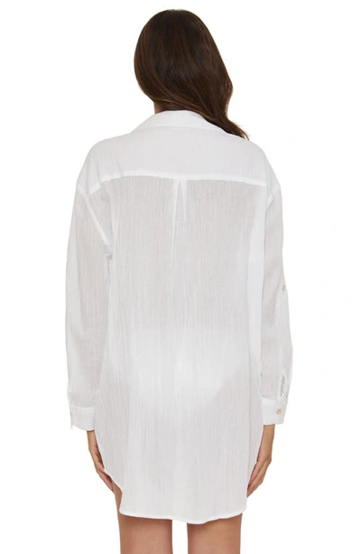 Shop Becca Long Sleeve Cotton Gauze Cover-up Shirtdress In White