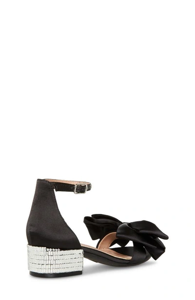 Betsey Johnson Little And Big Girls Maddy Rhinestone Heeled Sandals With Bow In Black