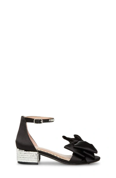 Betsey Johnson Little And Big Girls Maddy Rhinestone Heeled Sandals With Bow In Black