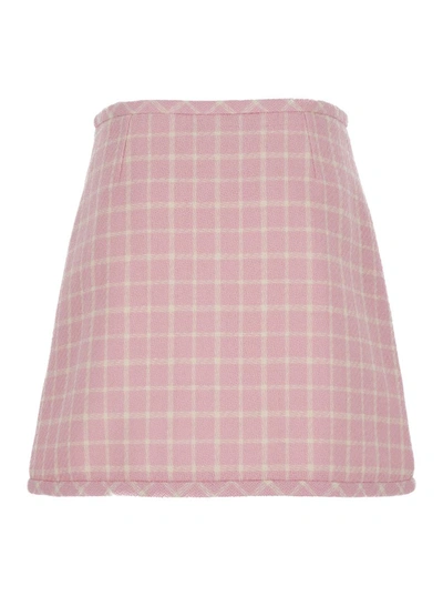 Shop Versace Pink Check-pattern Skirt In Tweed Woman