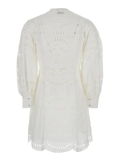 Shop Charo Ruiz White Sangallo Lace Short 'franca' Dress In Cotton Blend Woman