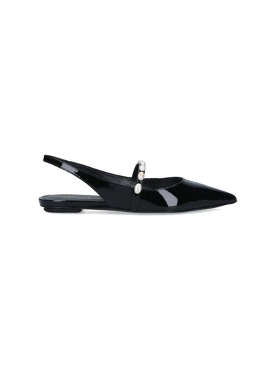Stuart Weitzman Pearl Pointed Toe Ballerina Shoes In Black