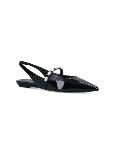 Stuart Weitzman Pearl Pointed Toe Ballerina Shoes In Black
