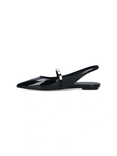 Stuart Weitzman Pearl Pointed Toe Ballerina Shoes In Black