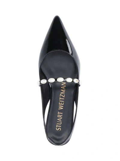 Stuart Weitzman Pearl Pointed Toe Ballerina Shoes In Black