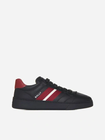 Shop Bally Rebby Leather Sneakers In Black,red