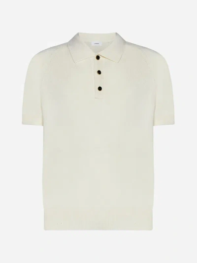 Shop Lardini Cotton And Viscose Polo Shirt In Ivory