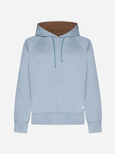 Shop Lardini Cotton Hoodie In Light Blue,brown